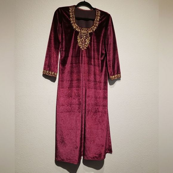 Handmade Beaded Velvet Dress - Picture 1 of 8